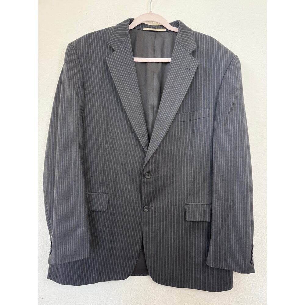 Burberry London Custom Bespoke Pinstripe Wool‎ Blazer Jacket 44R Gray Luxury